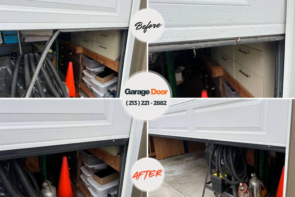 Before and after: garage door repair Forest Creek Pittsboro